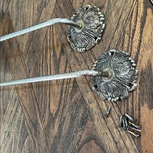 Vintage Towel Racks, set of Two, Cast Metal w/Antiqued Brass Finish, 4 screws